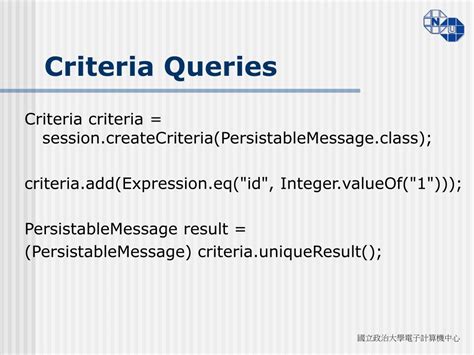 criteria uniqueresult.